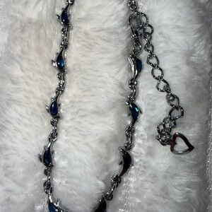 Silver Dolphin Abalone Charm Bracelet / Anklet